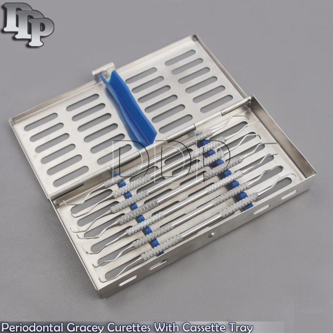 Dental Gracey Curettes Surgical Periodontal Instruments Cassette Rack Tray Box
