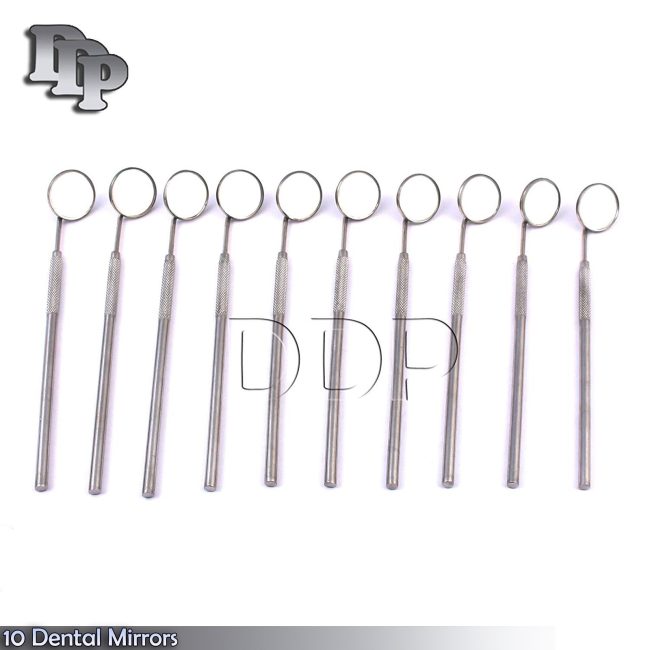 Dental Instrument 10 Pcs Stainless Steel Mouth Reflector Mirror #4 With Handle