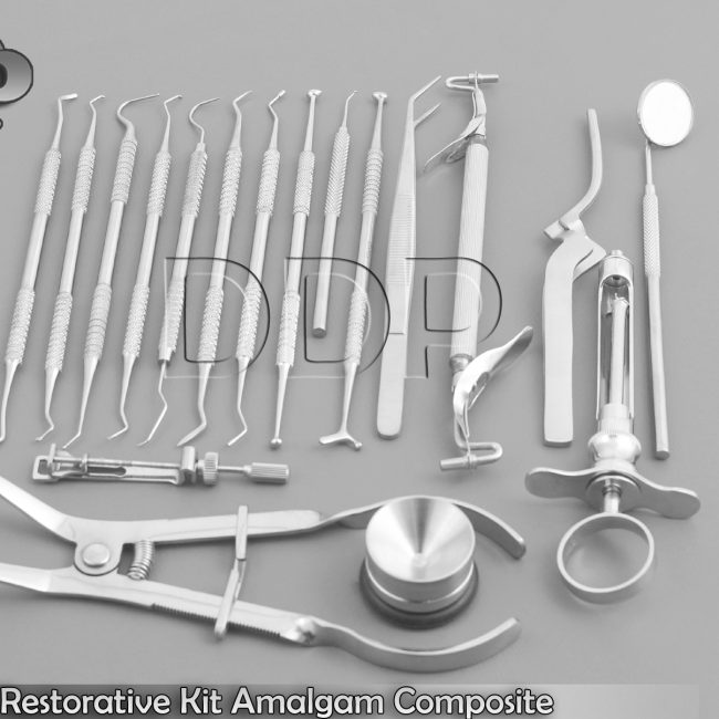 Dental Restorative Kit Amalgam Composite 18 Piece Set Probes, Excavator, DN-573