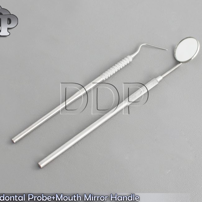 Dentist Basic Student Examination Set Periodontal Probe+Mouth Mirror Handle
