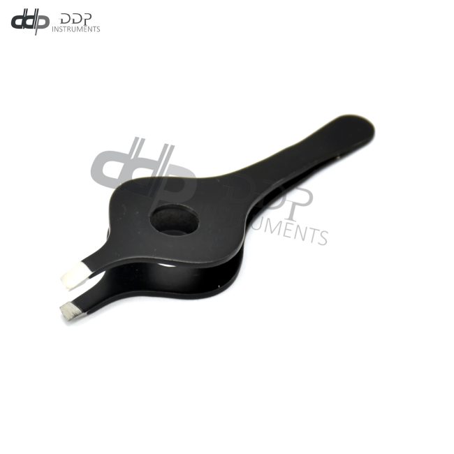 Eyebrow Tweezers Slanted Tips Hair Removal Wide Grip Black Colour BTS-682