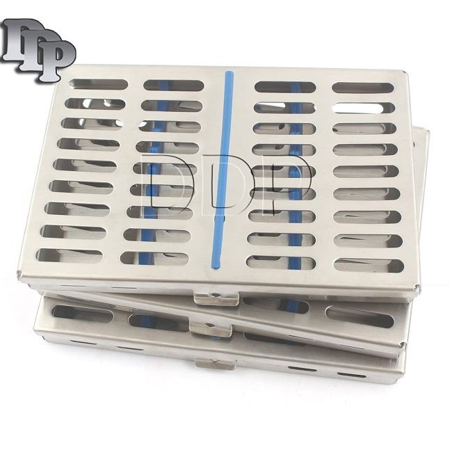 GERMAN 3 Dental Sterilization Cassette Rack Tray Box For 10 Surgical Instruments