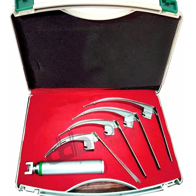 GERMAN-MCCOY FLEXI-TIP FIBEROPTIC LED Laryngoscope SET- MAC # 1 ,2,3 &4 +HANDLE