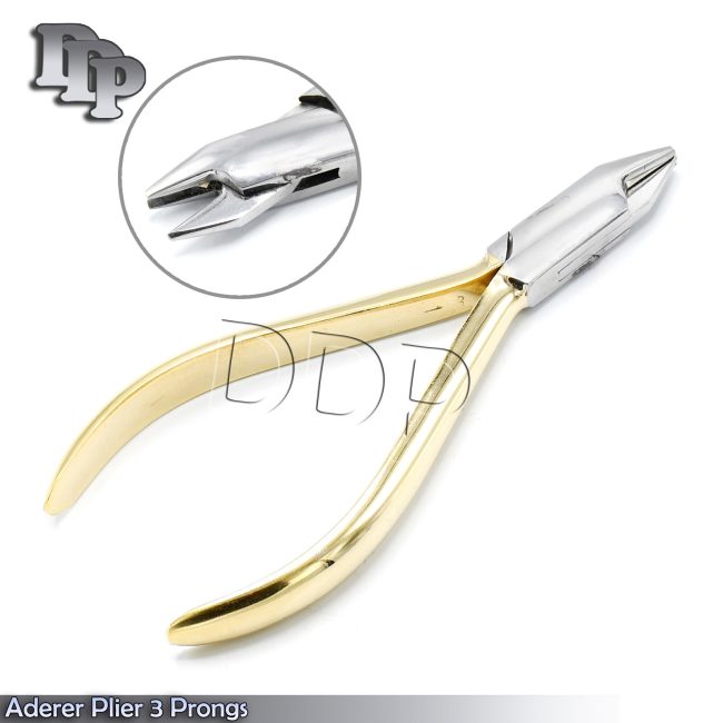 Gold Plated Aderer Plier 3 Prongs Wire Bending Dental Lab DP-20