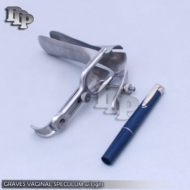 Graves Vaginal Speculum Small w/Light Ob/Gyneclogy Inst BLUE
