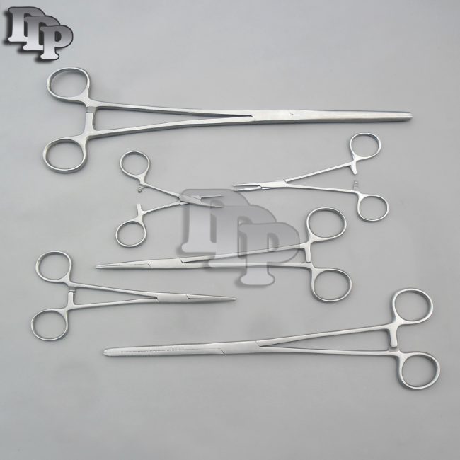 HEMOSTATS / LOCKING FORCEPS 6 Piece Set 3-1/2" - 12" Straight Stainless Steel