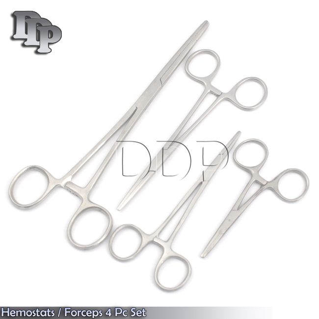 Hemostats / Forceps 4 Pc Set 3-1/2" - 8" Straight