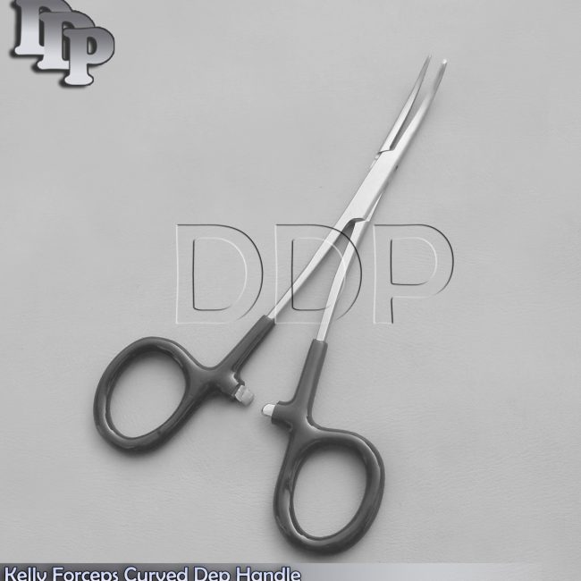 Hemostats Kelly Forceps Surgical Instruments, Black Dep Handle 6.25" Curved