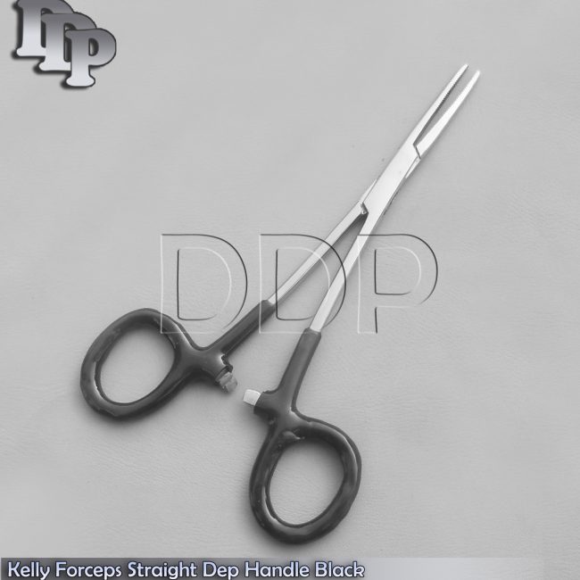 Hemostats Kelly Forceps Surgical Instruments,Black Dep Handle 6.25" Straight