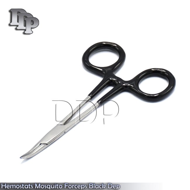 Hemostats Mosquito Forceps Surgical Instruments, Black Dep Handle 3.5" Curved