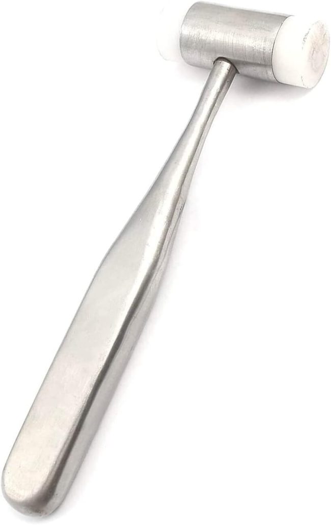 Lightweight Bone Mallet 7.5oz with Replaceable Nylon Caps Stainless Steel Handle