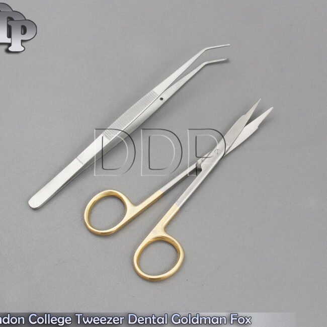 London College Tweezer Dental Goldman Fox Curved Tungsten Carbide TC Basic Kit