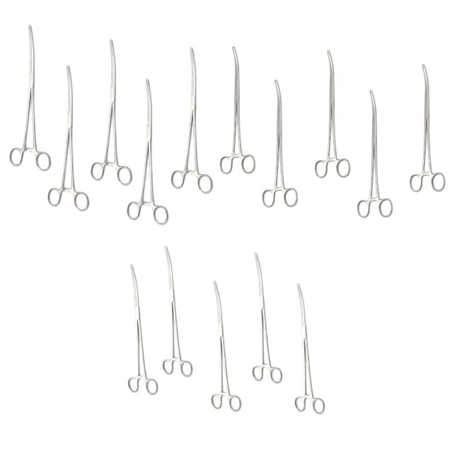 Lot Of 15 Pcs Hemostat Forceps Curved (12''+10''+8'') Locking Clamps Stainless