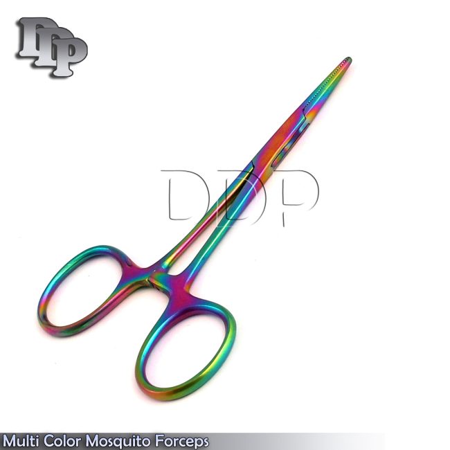 Multi Color Mosquito Forceps 3.5" Straight Rainbow Color