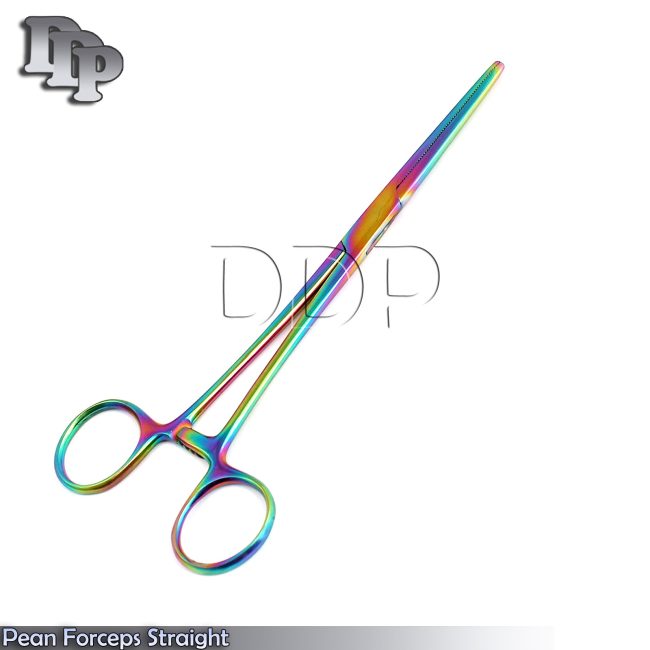 Multi Color Rainbow Pean Hemostat Forceps 8" Straight Pliers Stainless Steel