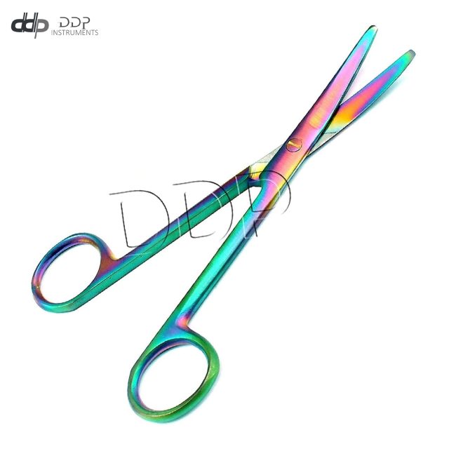 Multi Titanium Color Rainbow Mayo Scissors 5.5" Curved Stainless Steel