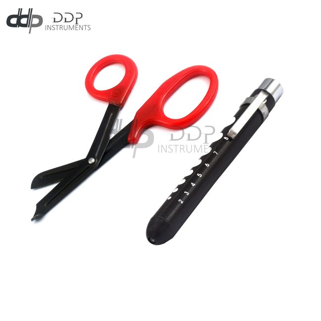 NEW NURSE TRAUMA SHEARS PARAMEDIC SCISSORS STAINLESS FLUORIDE COATED + PENLIGHT