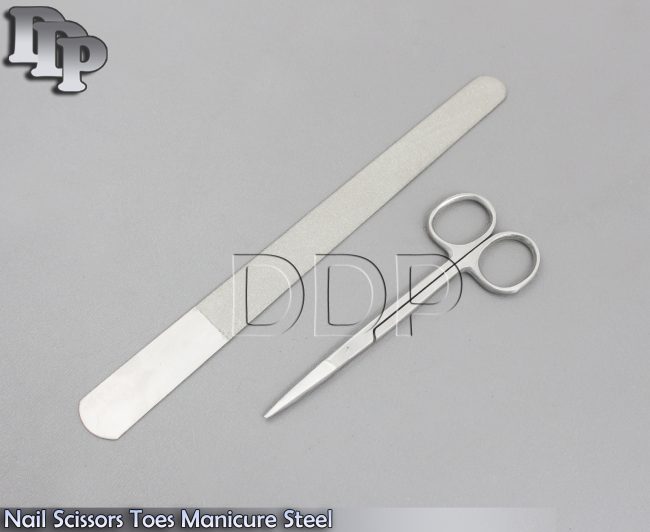 Nail Scissors 4.5" Fingers Toes Manicure Steel Straight Pointed + File