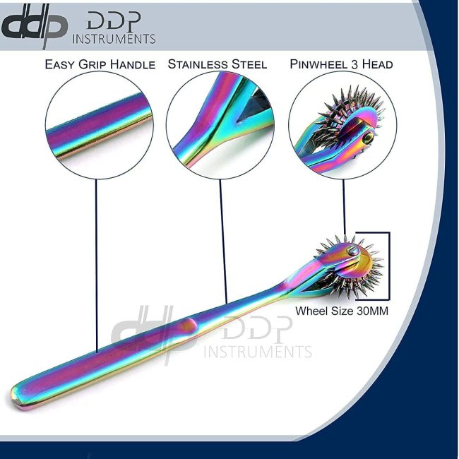 Neurological Wartenberg Pinwheel 3 Head Rainbow Diagnostic Surgical Instruments