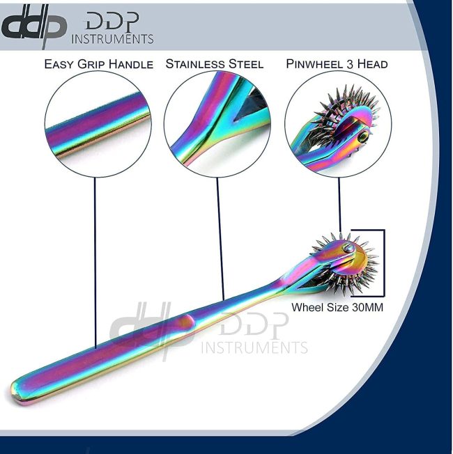 Neurological Wartenberg Pinwheel 3 Head Rainbow Diagnostic Surgical Instruments