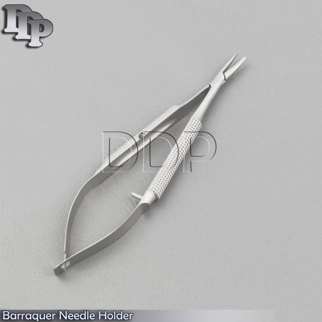 O.R GRADE BARRAQUER MICRO NEEDLE HOLDER SMOOTH JAWS 4" CURVED WITHOUT LOCK