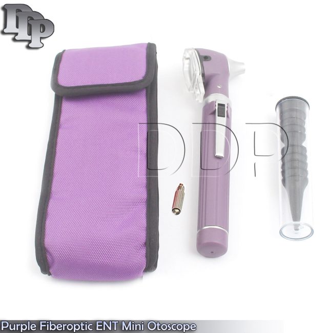 PURPLE Mini Otoscope Fiber Optic Medical Diagnostic Examination Approved