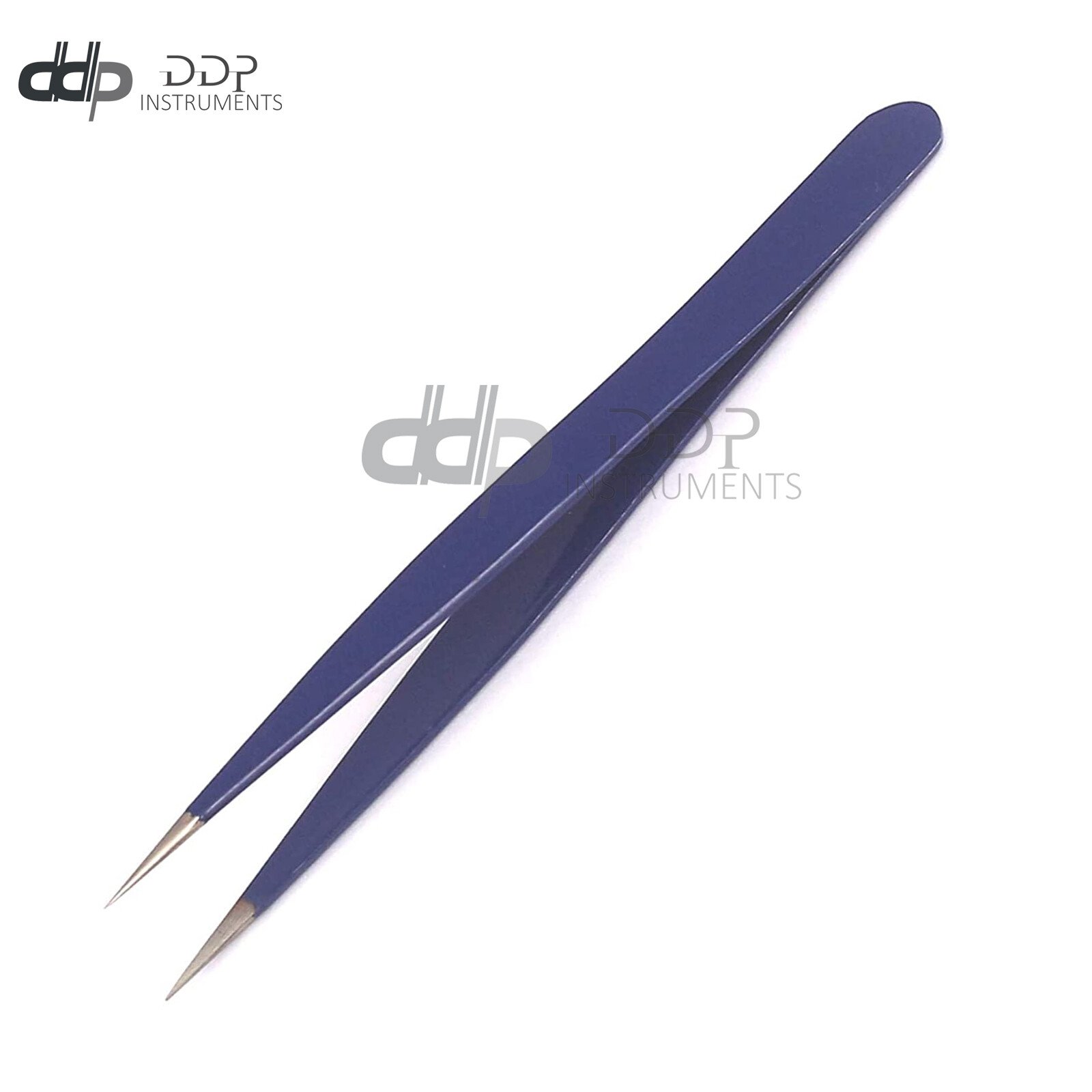 Professional Beauty Eyebrow Sharp Pointed Eyelashes Extension Tweezers Dark Blue - Image 3