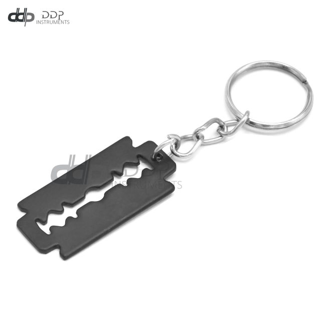 RAZOR BLADE BLACK GOTHIC BIKER Pewter KEYCHAIN Key Chain Ring KC-002
