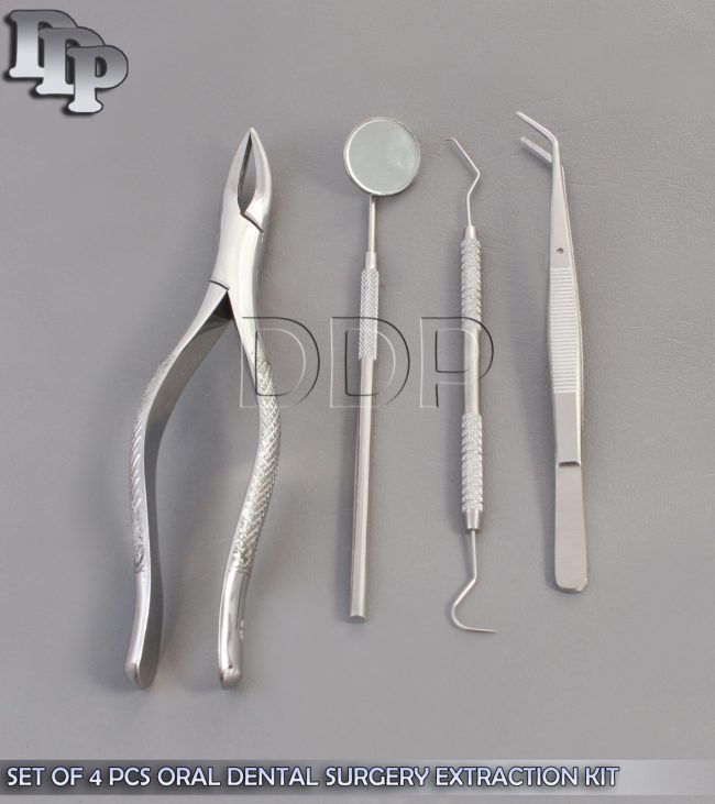 SET OF 4 PCS ORAL DENTAL SURGERY EXTRACTION KIT WITH EXTRACTING FORCEPS #69