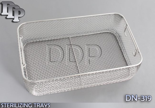 STERILIZING TRAYS Micro Tray Drop Handle 16'' x 10" x 4" Mesh Box DN-319