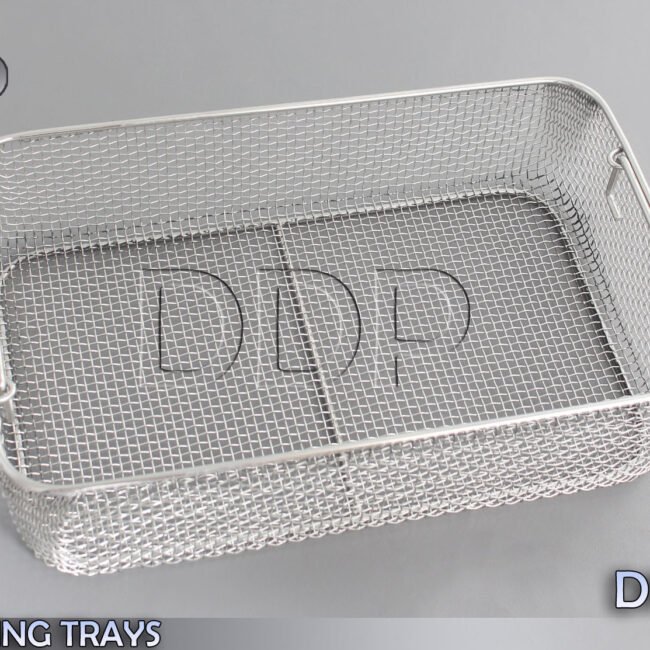 STERILIZING TRAYS Micro Tray Drop Handle 16'' x 10" x 4" Mesh Box DN-319