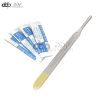 Scalpel Handle #4 Gold Plated With 10  Blade #24 Dental Surgical Instruments