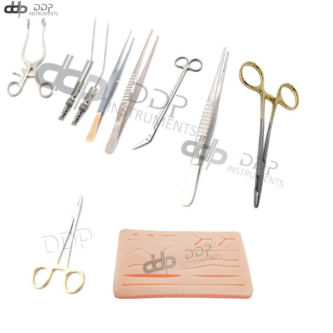 Set Of 10 Dental Surgical Instruments Weitlaner Retractor & Skin Suture Pad