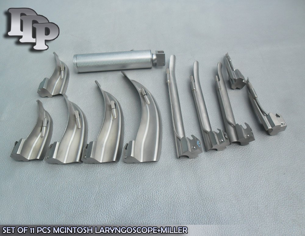 Set Of 11 Pcs Mcintosh Laryngoscope+Miller Larynposcope+Medium Handle Ls-3111