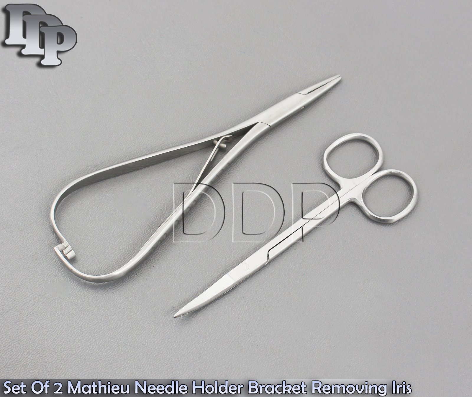 Set Of 2 Mathieu Needle Holder Bracket Removing Iris Curved Stainless Steel - Image 3