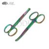 Set Of 2 Multi Titanium Color Safety Nose Mustache Scissor 3.5" Straight/ Curved