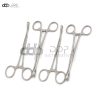 Set Of 4 Sponge Forceps 7" Straight+Curved Serrated Surgical Dental Instruments