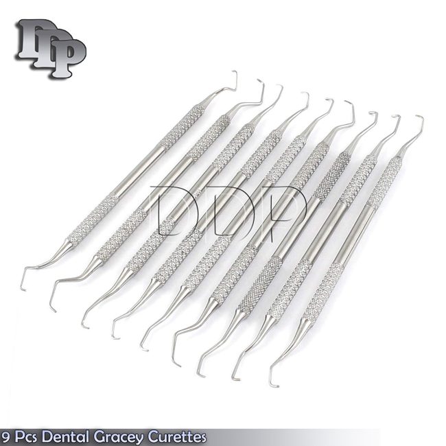 Set Of 9 Pcs Periodontal Gracey Curettes Kit Dental Surgical Instruments PR-0096