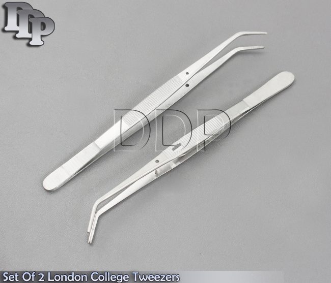 Set of 2 London College Tweezers Self Locking Cotton Dressing Pliers Surgical