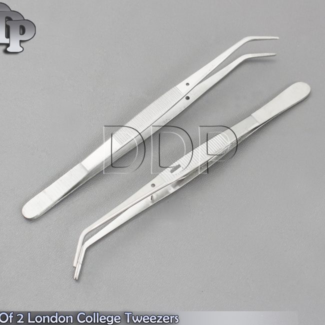 Set of 2 London College Tweezers Self Locking Cotton Dressing Pliers Surgical