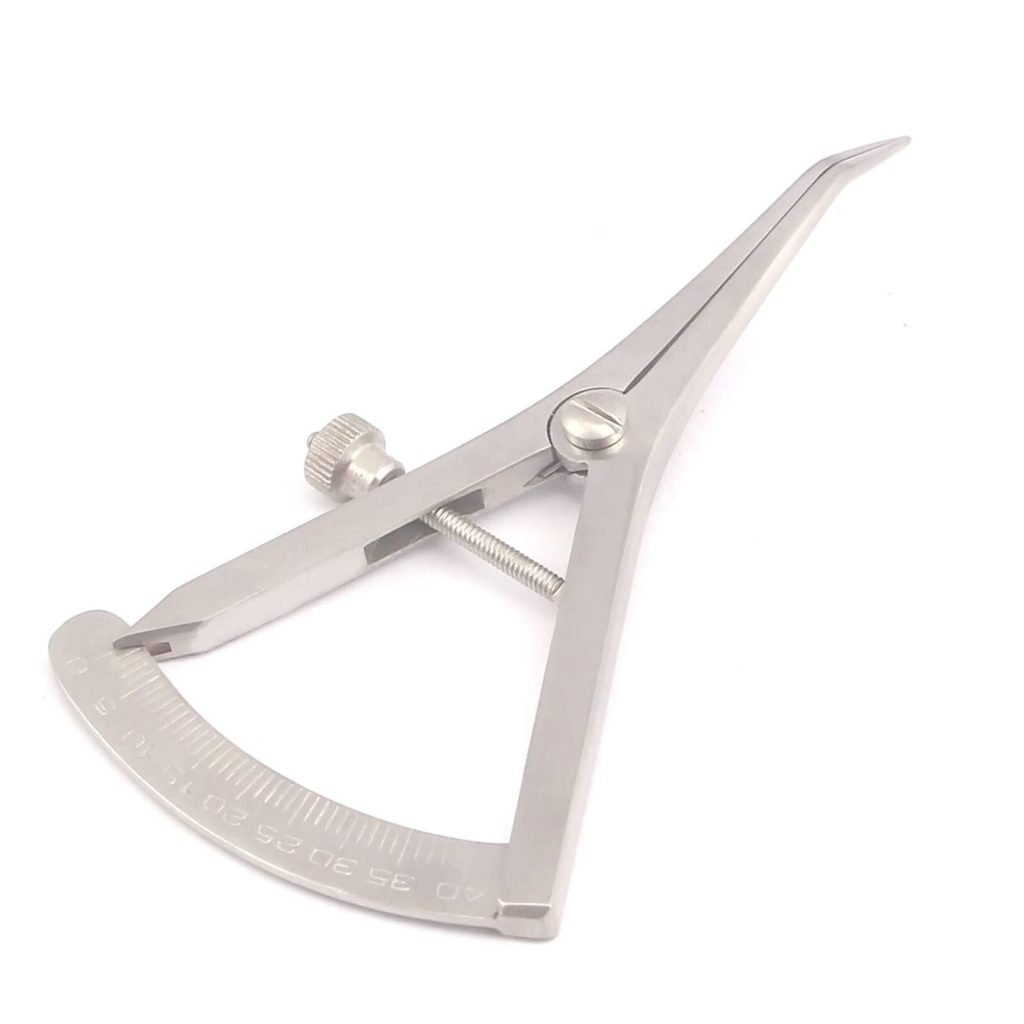 Stainless Steel Castroviejo Caliper Dental Graduated 0-40mm Angled