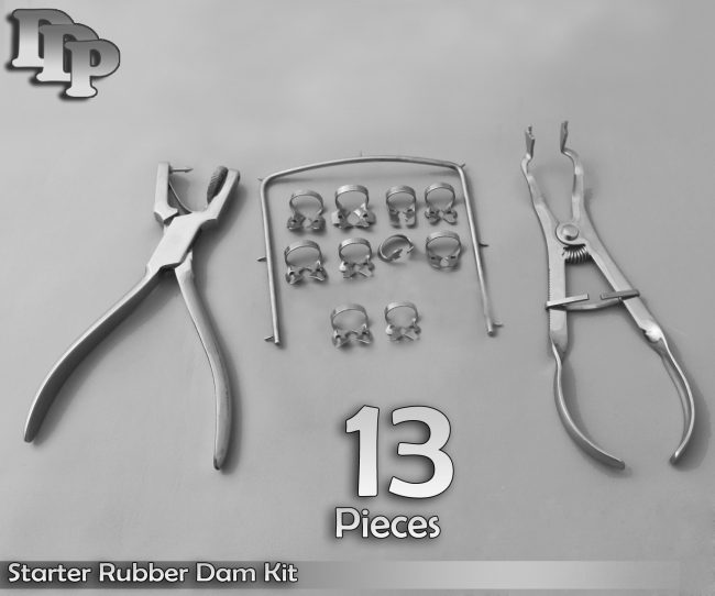 Starter Rubber Dam Kit of 13 Dental Surgical Instruments DN-2138