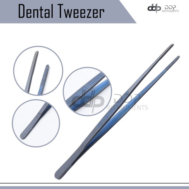 Thumb Dressing Tweezer 5.5'' Serrated Titanium Surgical Dental T.T-205