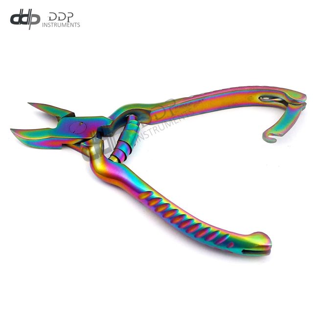 Titanium Multi Color Rainbow Pedicu Toenail Nipper With Barel Spring & Back Lock