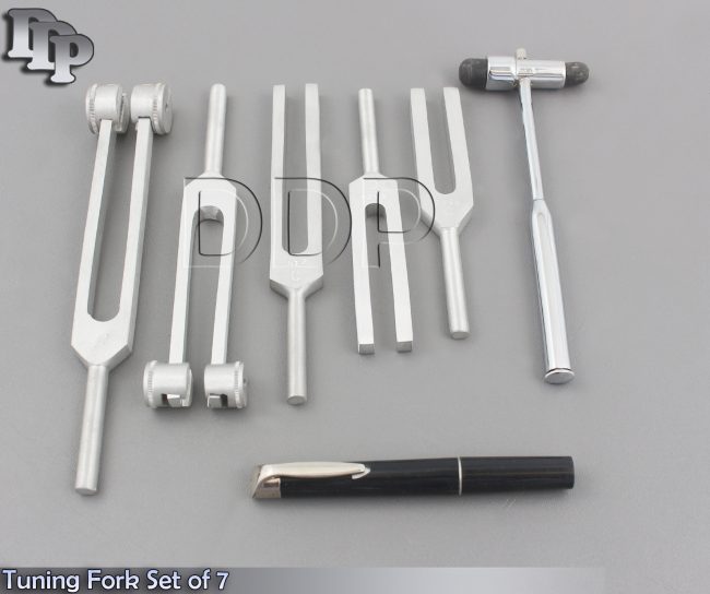 Tuning Fork Set of 7 - Medical Surgical Diagnostic instruments+ FREE PEN LIGHT