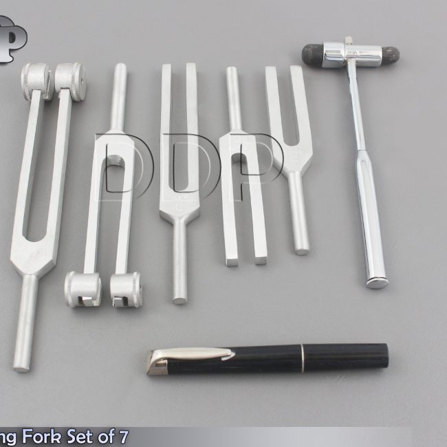 Tuning Fork Set of 7 - Medical Surgical Diagnostic instruments+ FREE PEN LIGHT