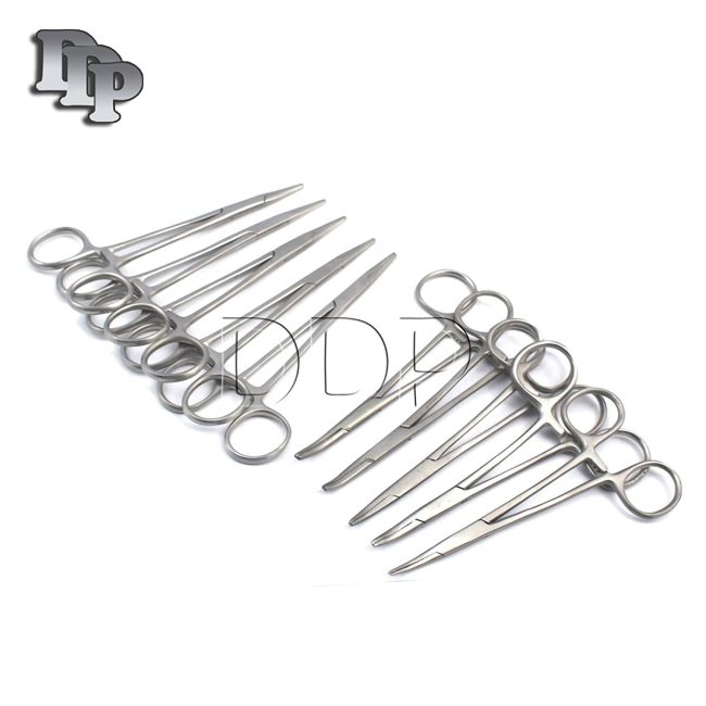 10 pcs Mosquito Hemostat Locking Forceps 5" Curved & Straight Stainless Steel