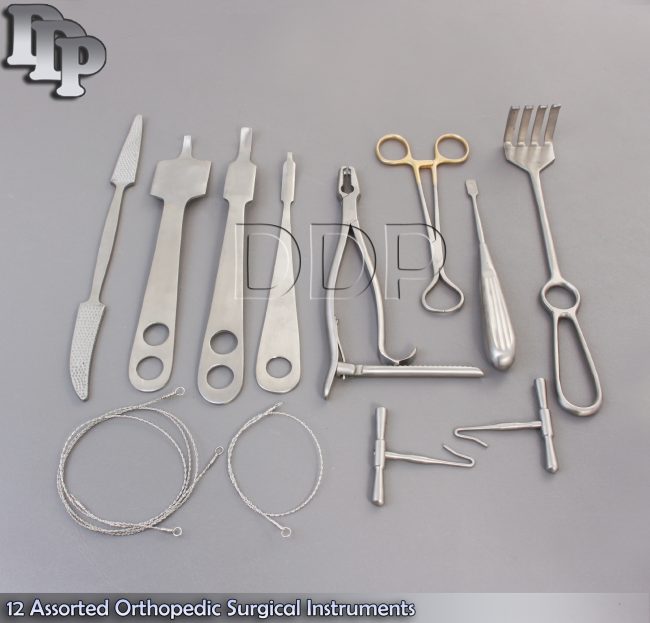 12 Assorted Orthopedic Surgical Instruments Forceps Pack
