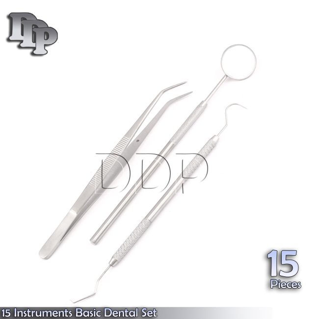 15 EA GERMAN Instruments Basic Dental Set Mirror Explorer Probe Pliers -A+QUALTY