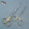2 PCS GOLD HANDLE SUTURE  KIT MOSQUITO FORCEPS CVD + MAYO SCISSORS STR